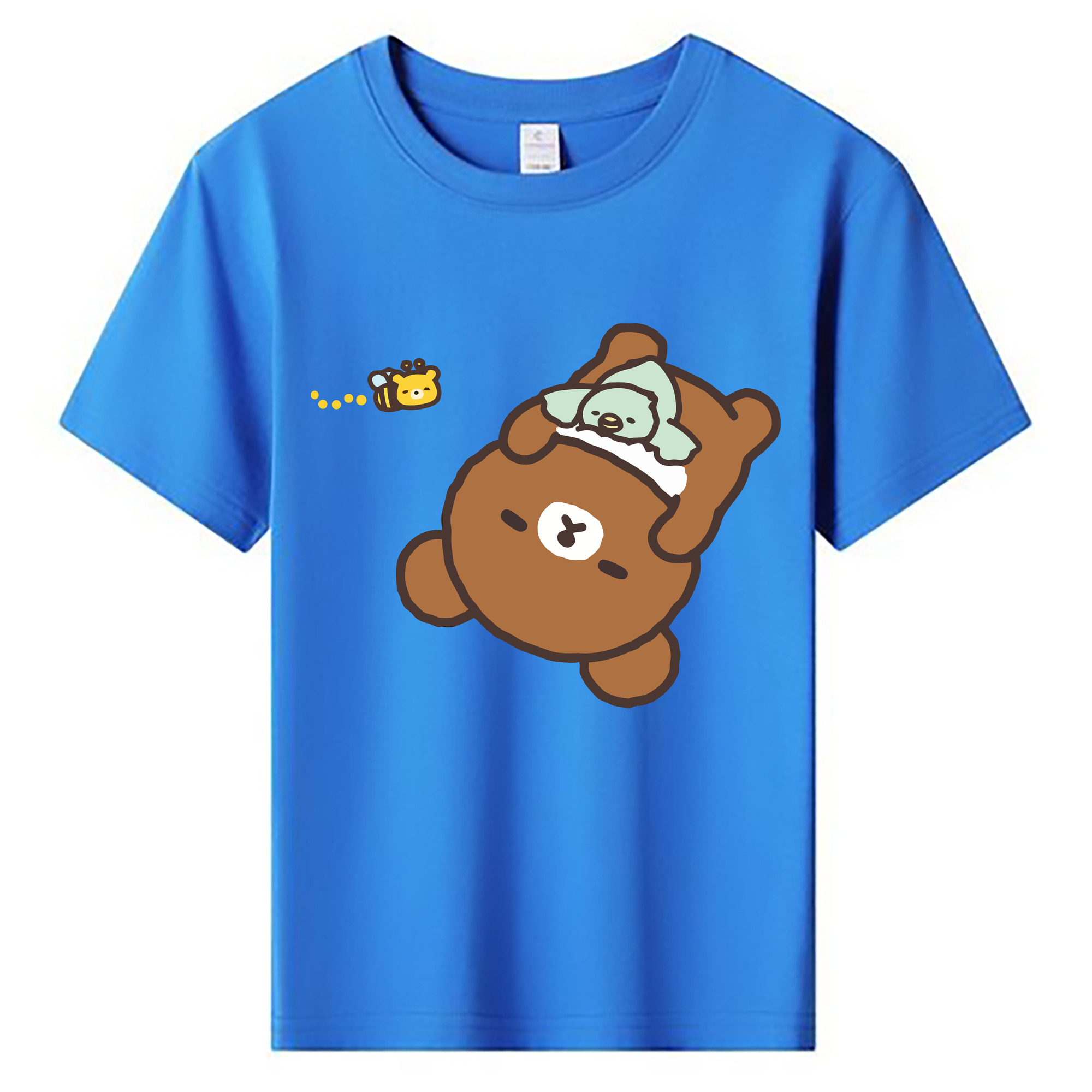 （画像用） リラックマ リラックマ キイロイトリ Rilakkuma Korilakkuma Kiiroitori 綿100％キッズTシャツ（フロントプリント）